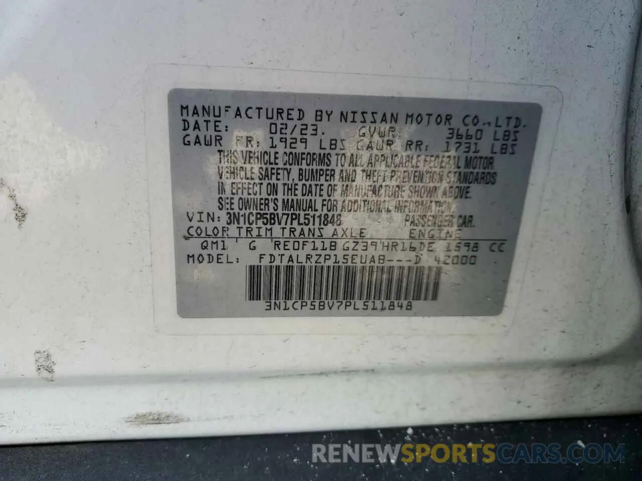 12 fotografías del automóvil dañado 3N1CP5BV7PL511848 NISSAN KICKS 2023