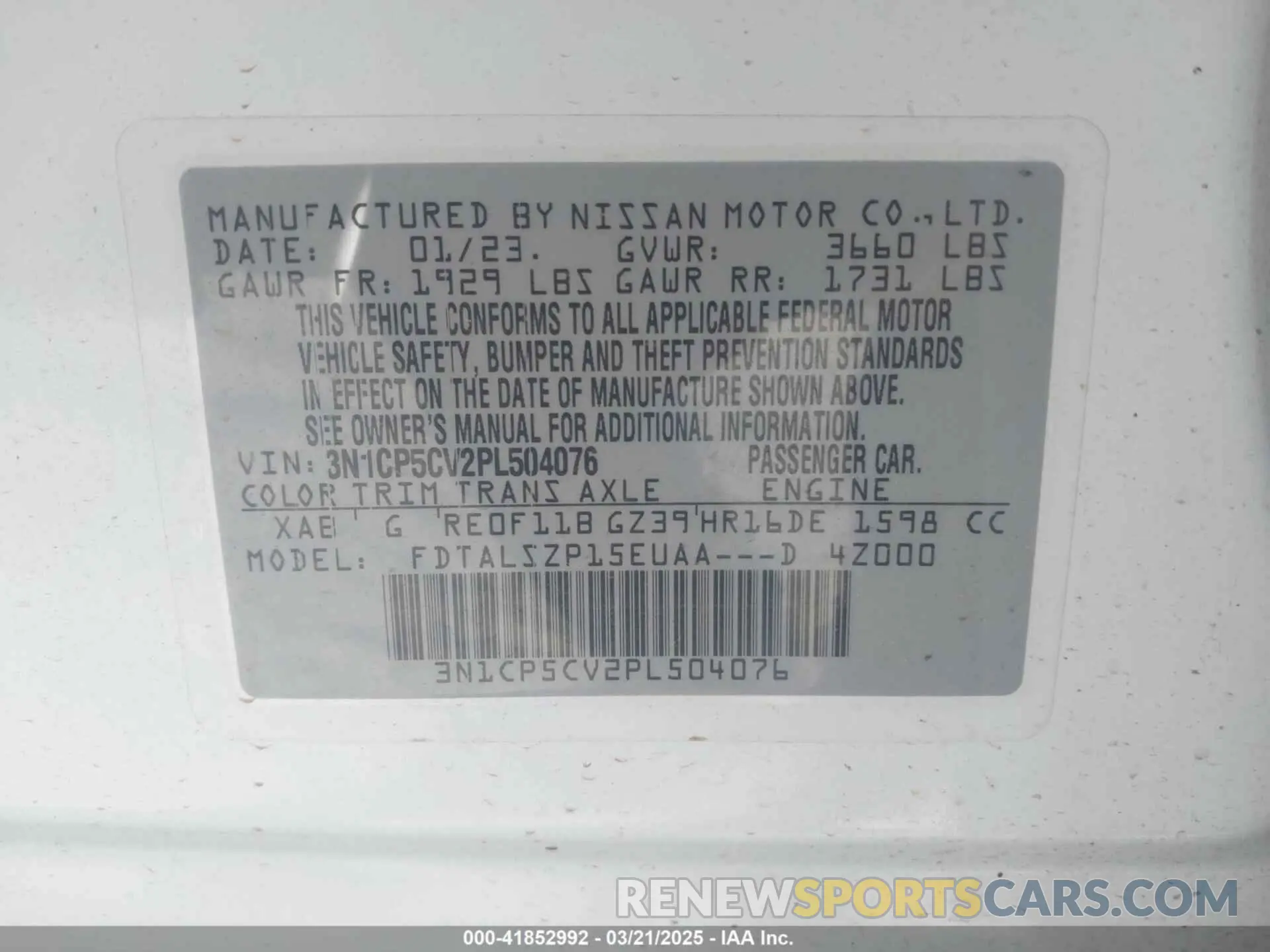 9 fotografías del automóvil dañado 3N1CP5CV2PL504076 NISSAN KICKS 2023