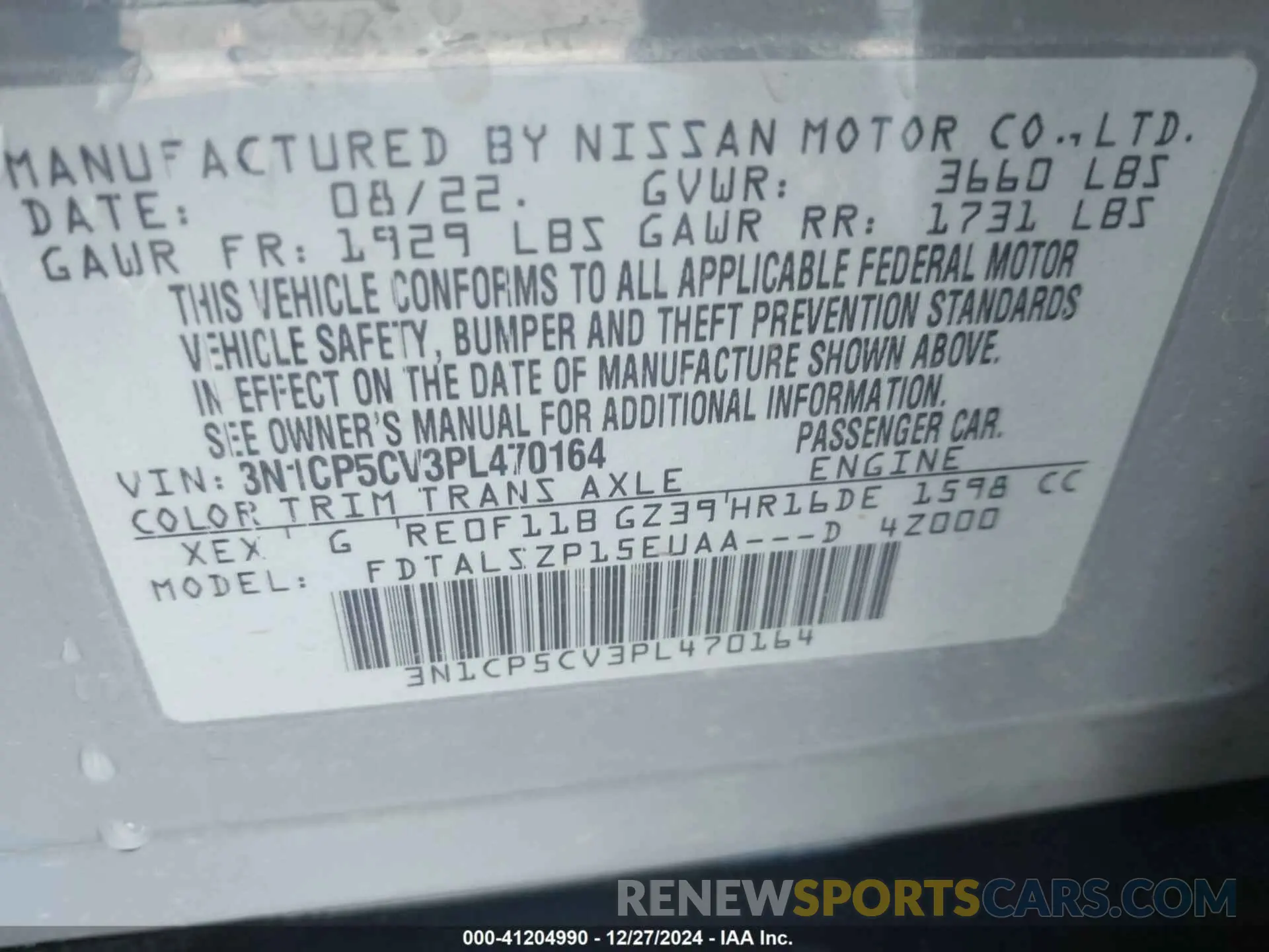 9 fotografías del automóvil dañado 3N1CP5CV3PL470164 NISSAN KICKS 2023