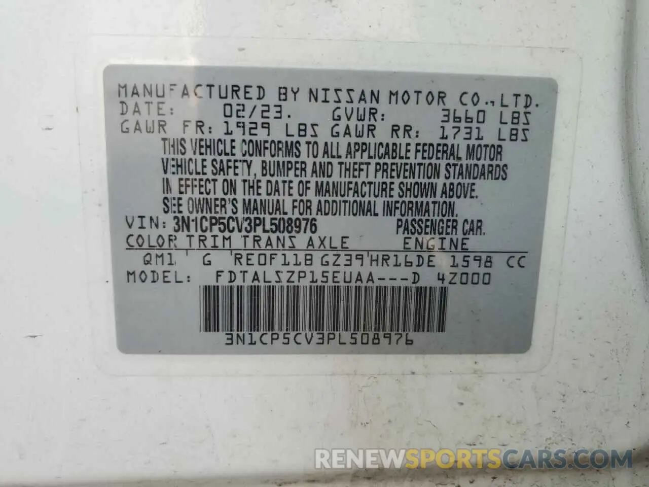 14 fotografías del automóvil dañado 3N1CP5CV3PL508976 NISSAN KICKS 2023