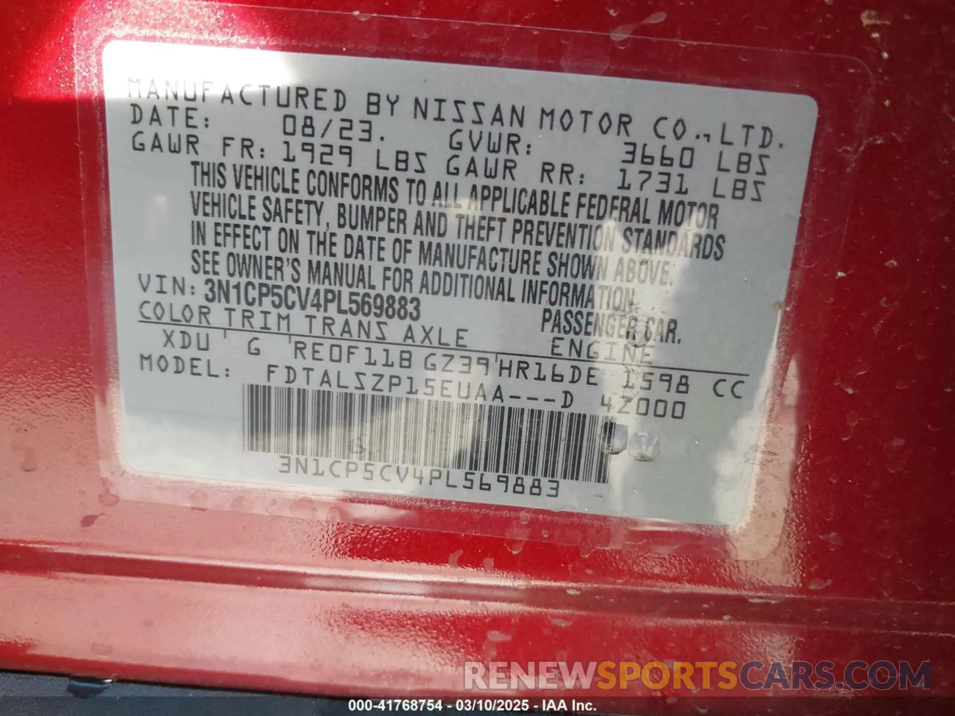 9 fotografías del automóvil dañado 3N1CP5CV4PL569883 NISSAN KICKS 2023