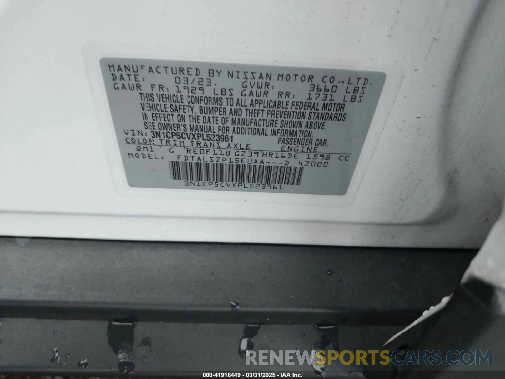 9 fotografías del automóvil dañado 3N1CP5CVXPL523961 NISSAN KICKS 2023
