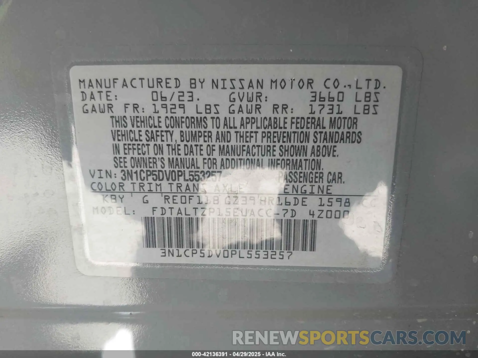 9 fotografías del automóvil dañado 3N1CP5DV0PL553257 NISSAN KICKS 2023