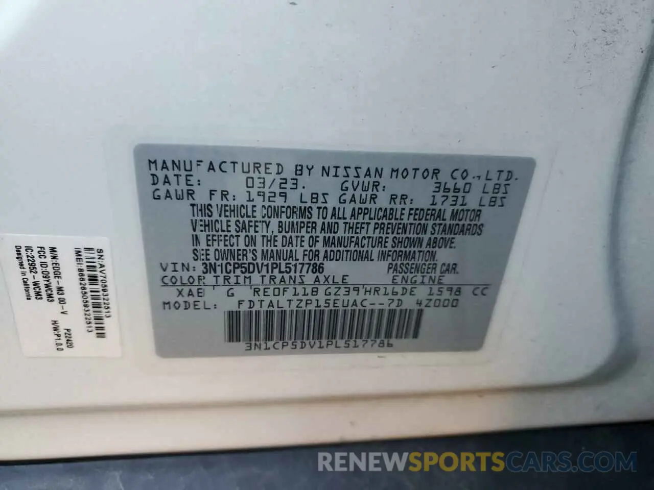 12 fotografías del automóvil dañado 3N1CP5DV1PL517786 NISSAN KICKS 2023