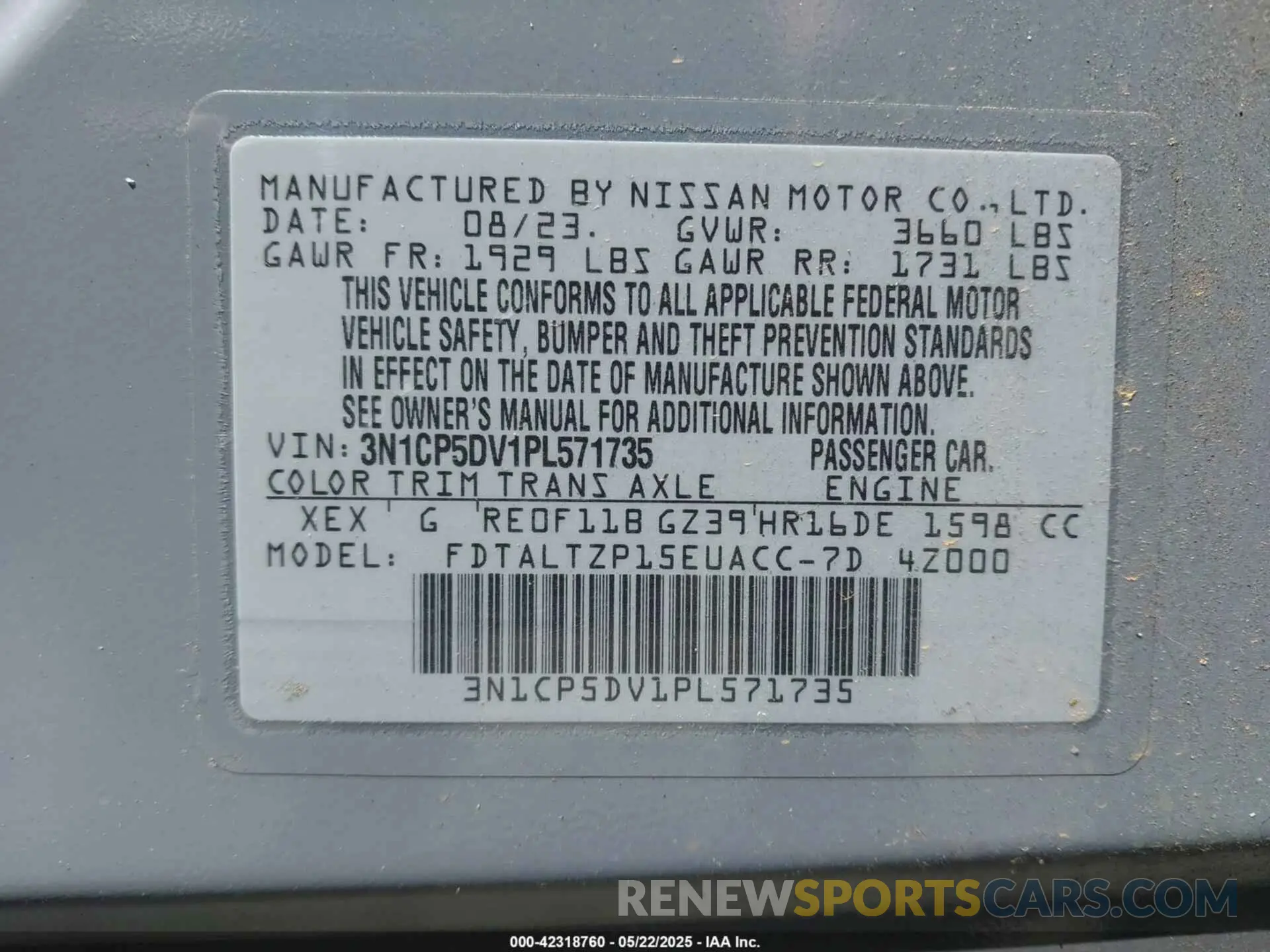 9 fotografías del automóvil dañado 3N1CP5DV1PL571735 NISSAN KICKS 2023