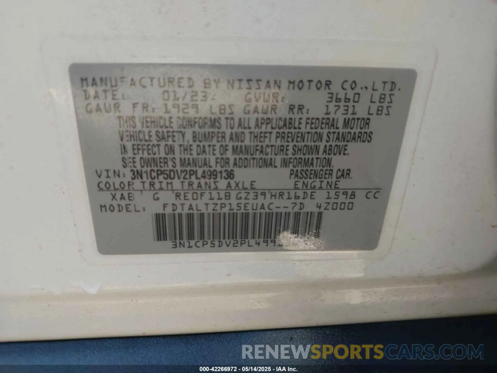9 fotografías del automóvil dañado 3N1CP5DV2PL499136 NISSAN KICKS 2023