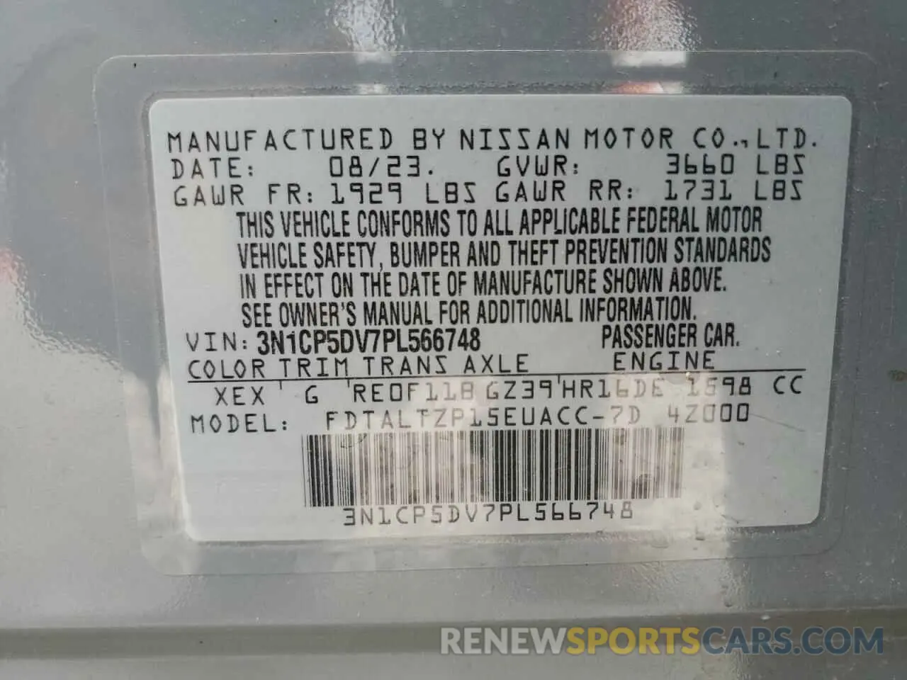13 fotografías del automóvil dañado 3N1CP5DV7PL566748 NISSAN KICKS 2023