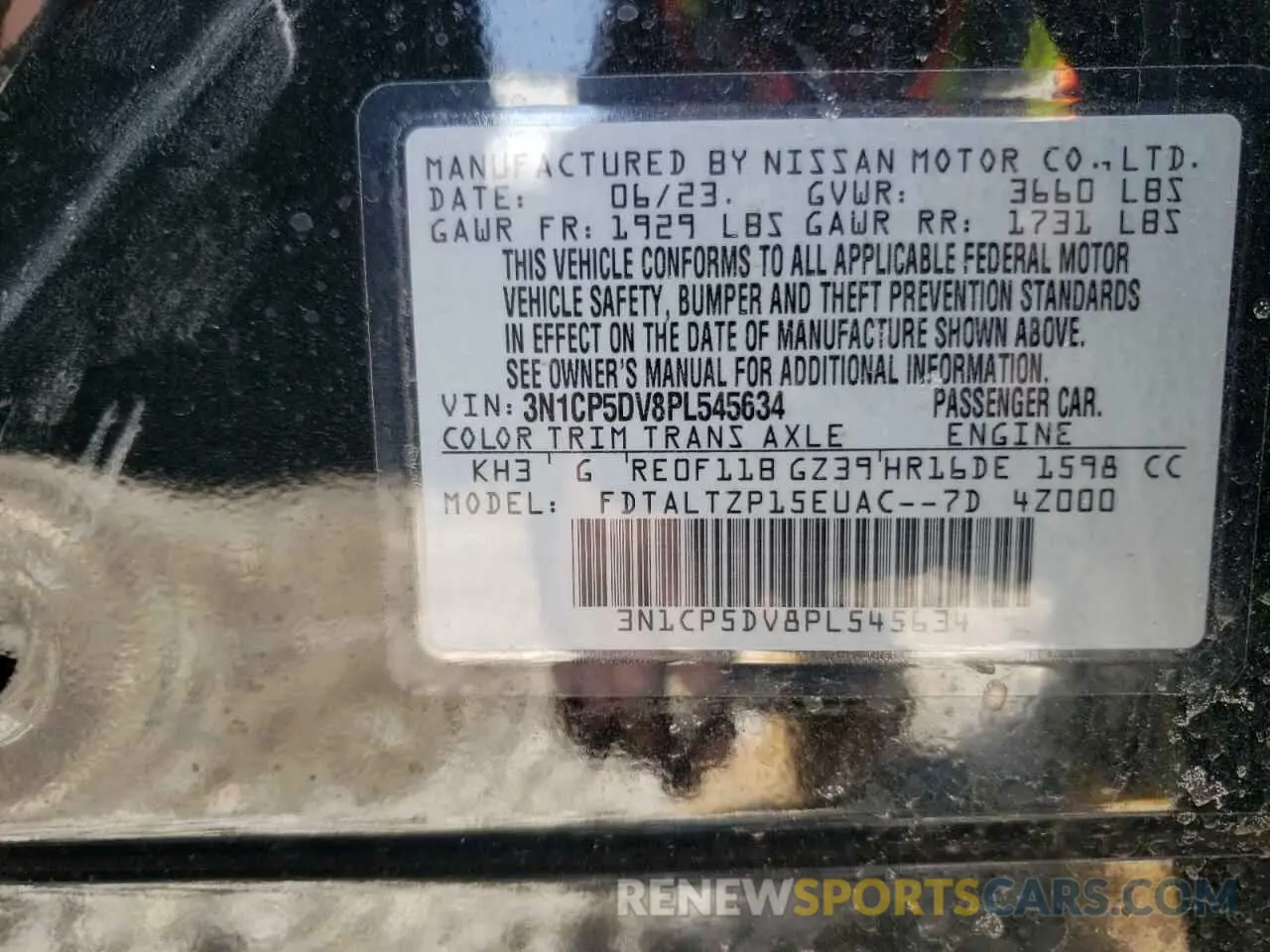 12 fotografías del automóvil dañado 3N1CP5DV8PL545634 NISSAN KICKS 2023