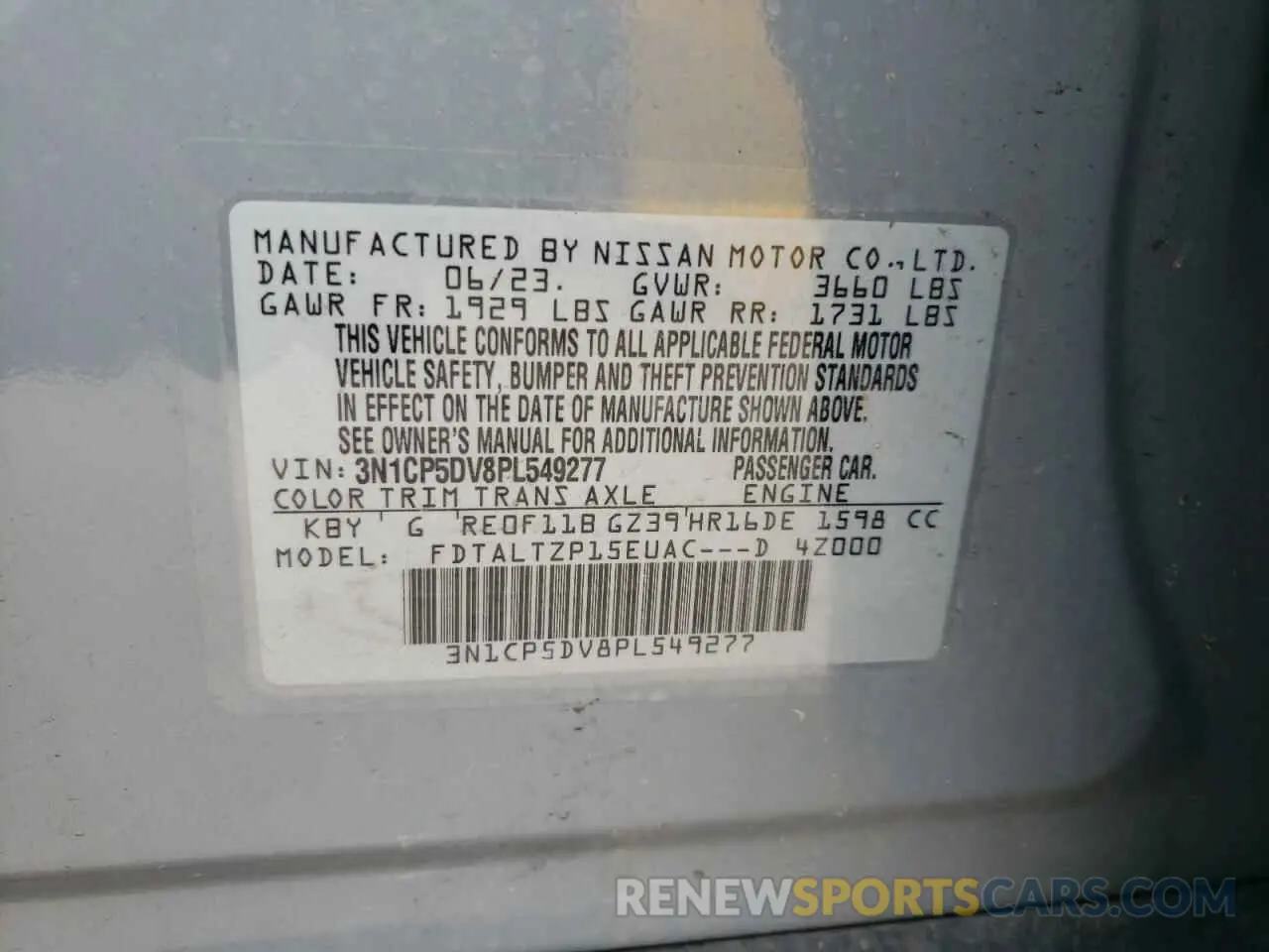 14 fotografías del automóvil dañado 3N1CP5DV8PL549277 NISSAN KICKS 2023