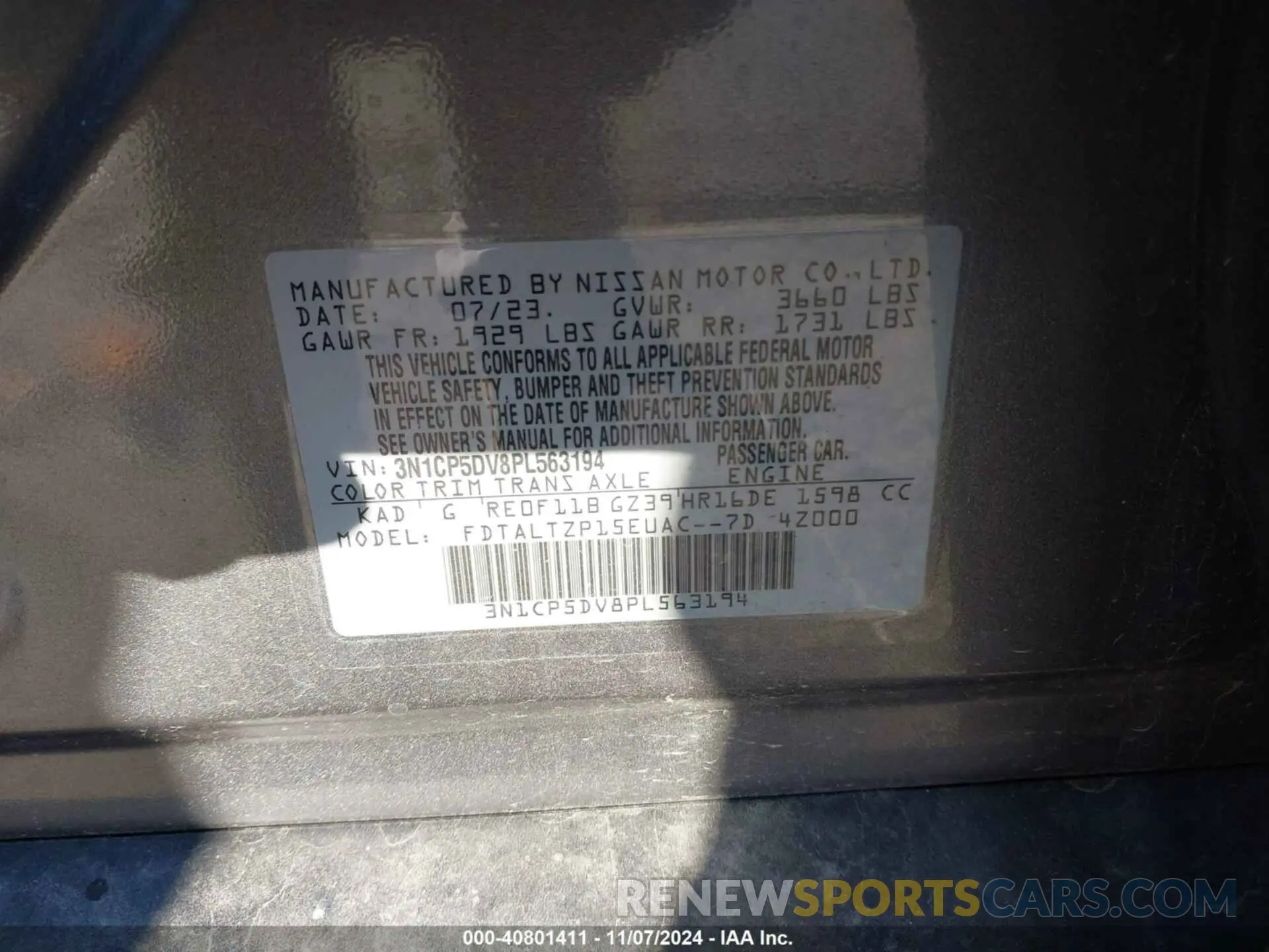 9 fotografías del automóvil dañado 3N1CP5DV8PL563194 NISSAN KICKS 2023