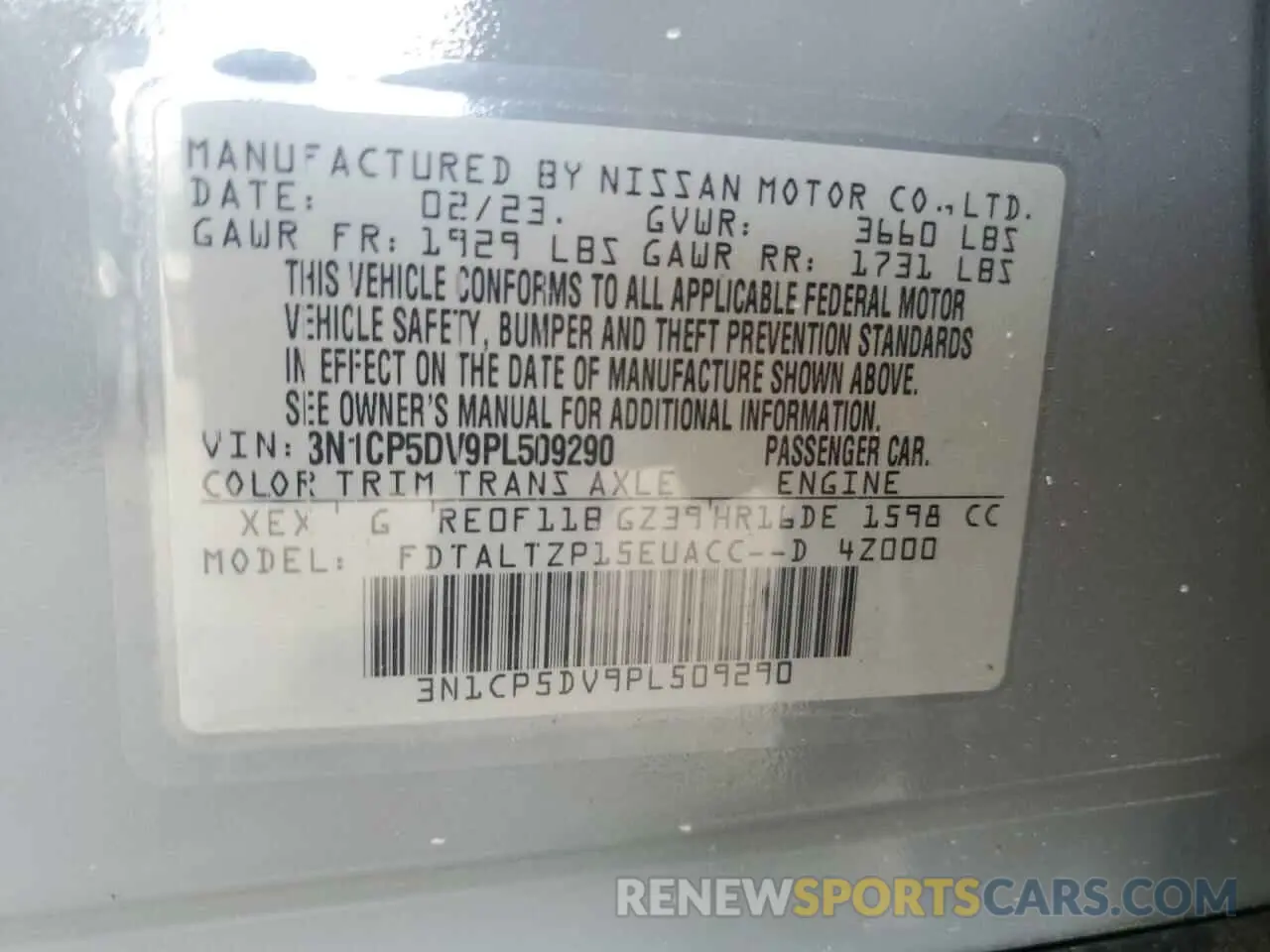 12 fotografías del automóvil dañado 3N1CP5DV9PL509290 NISSAN KICKS 2023