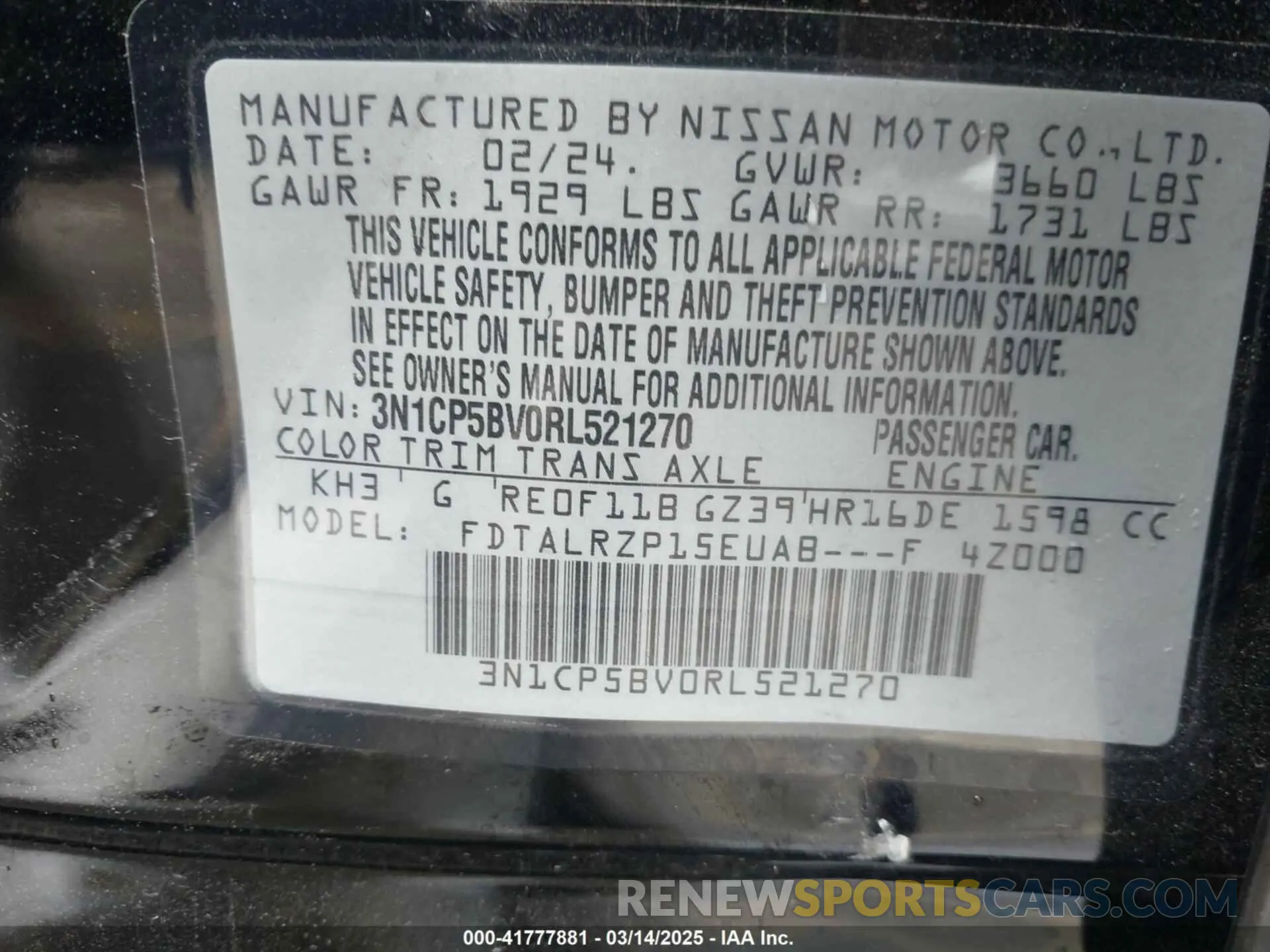 9 fotografías del automóvil dañado 3N1CP5BV0RL521270 NISSAN KICKS 2024