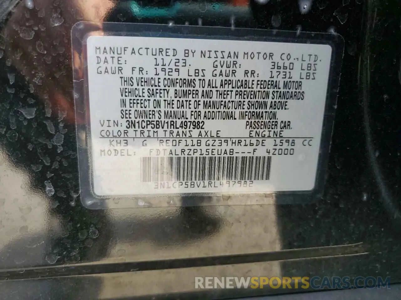 12 fotografías del automóvil dañado 3N1CP5BV1RL497982 NISSAN KICKS 2024