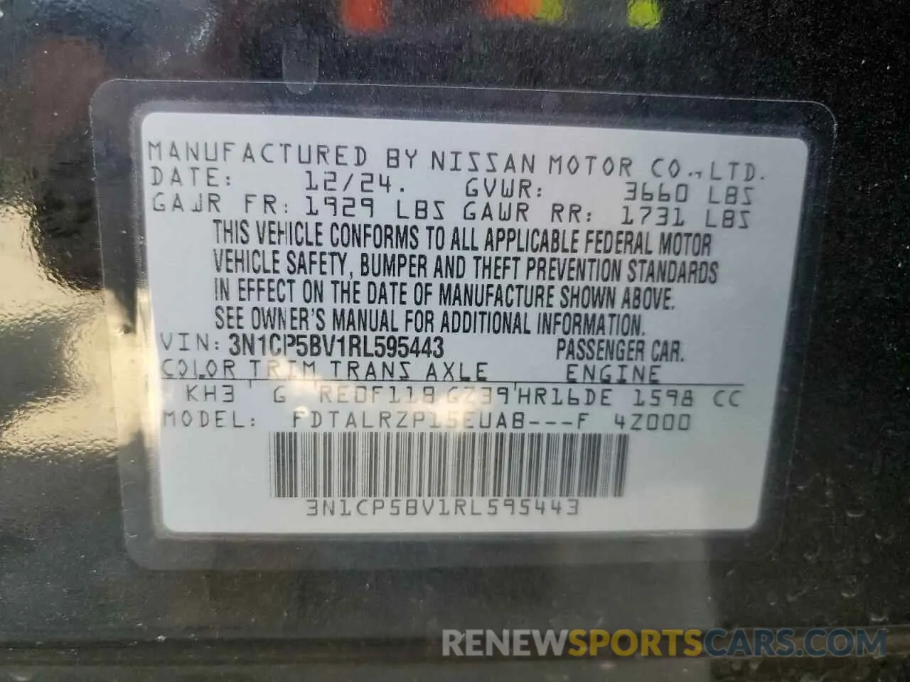 13 fotografías del automóvil dañado 3N1CP5BV1RL595443 NISSAN KICKS 2024
