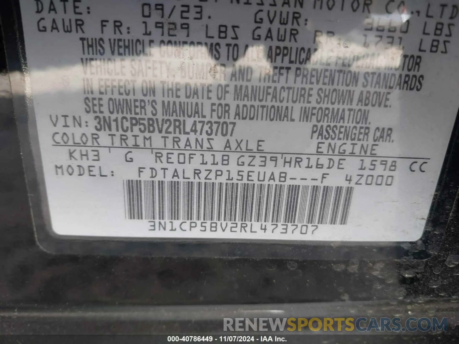 9 fotografías del automóvil dañado 3N1CP5BV2RL473707 NISSAN KICKS 2024