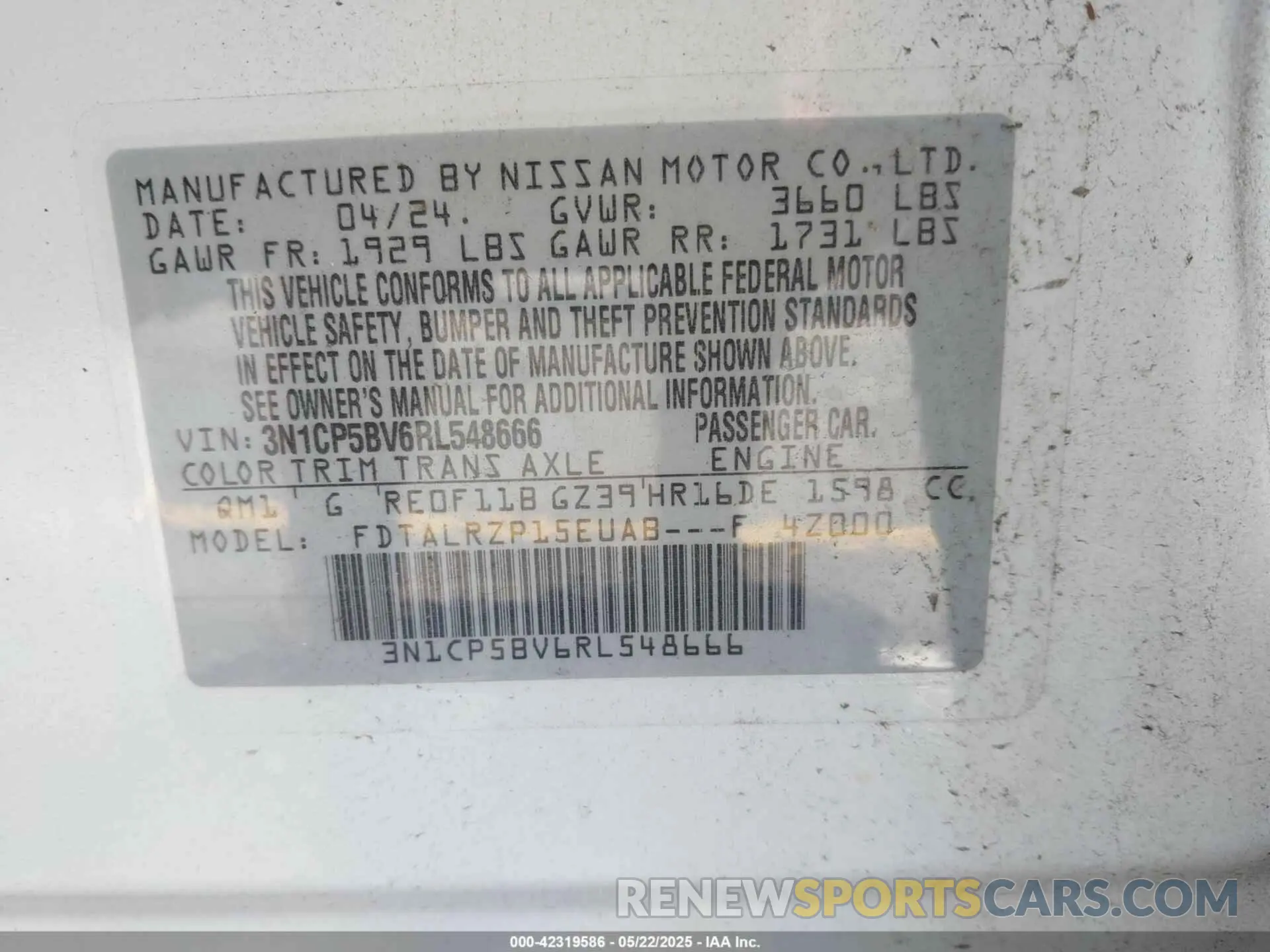 9 fotografías del automóvil dañado 3N1CP5BV6RL548666 NISSAN KICKS 2024