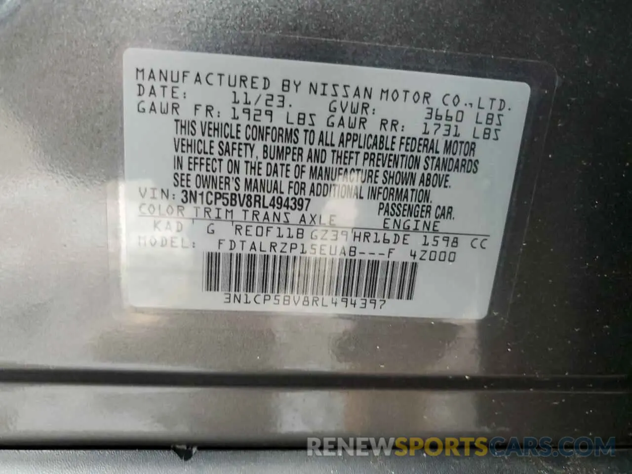13 fotografías del automóvil dañado 3N1CP5BV8RL494397 NISSAN KICKS 2024