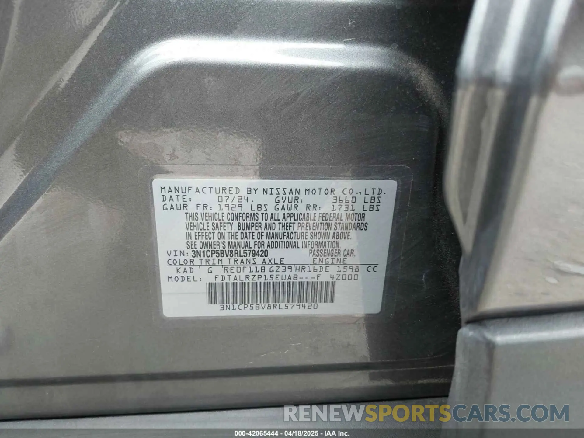 9 fotografías del automóvil dañado 3N1CP5BV8RL579420 NISSAN KICKS 2024