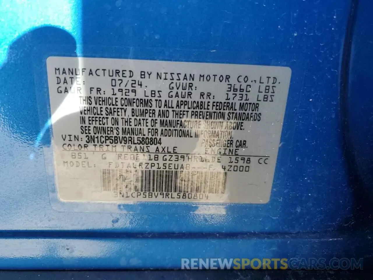 13 fotografías del automóvil dañado 3N1CP5BV9RL580804 NISSAN KICKS 2024