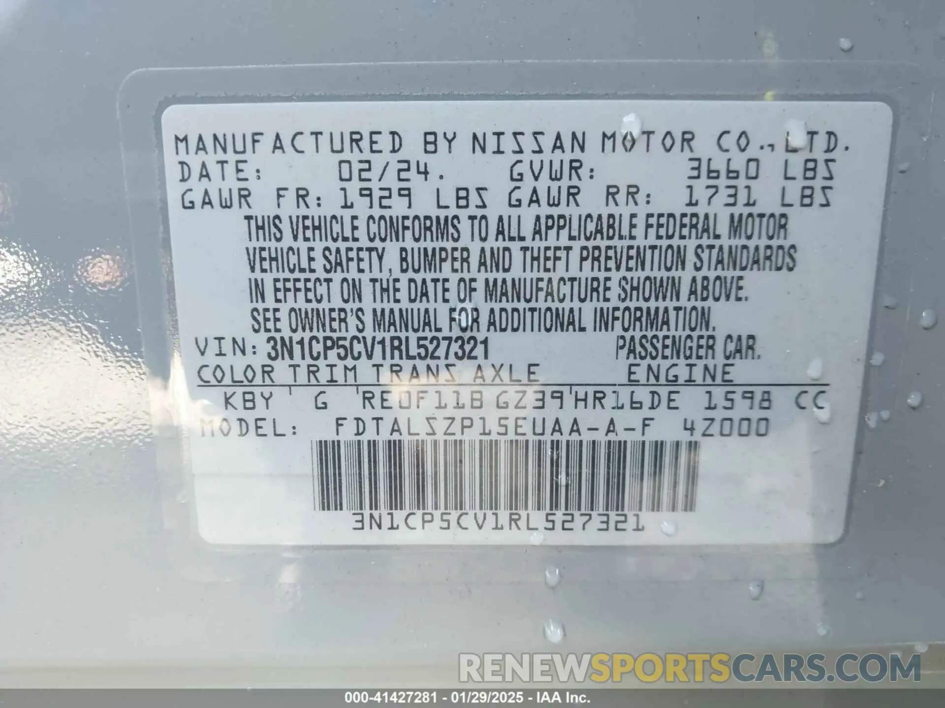 9 fotografías del automóvil dañado 3N1CP5CV1RL527321 NISSAN KICKS 2024