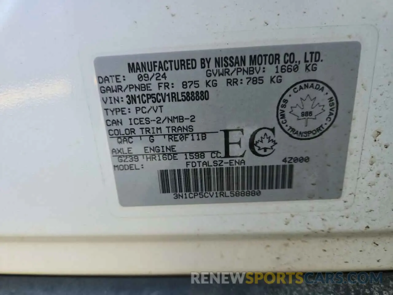 12 fotografías del automóvil dañado 3N1CP5CV1RL588880 NISSAN KICKS 2024