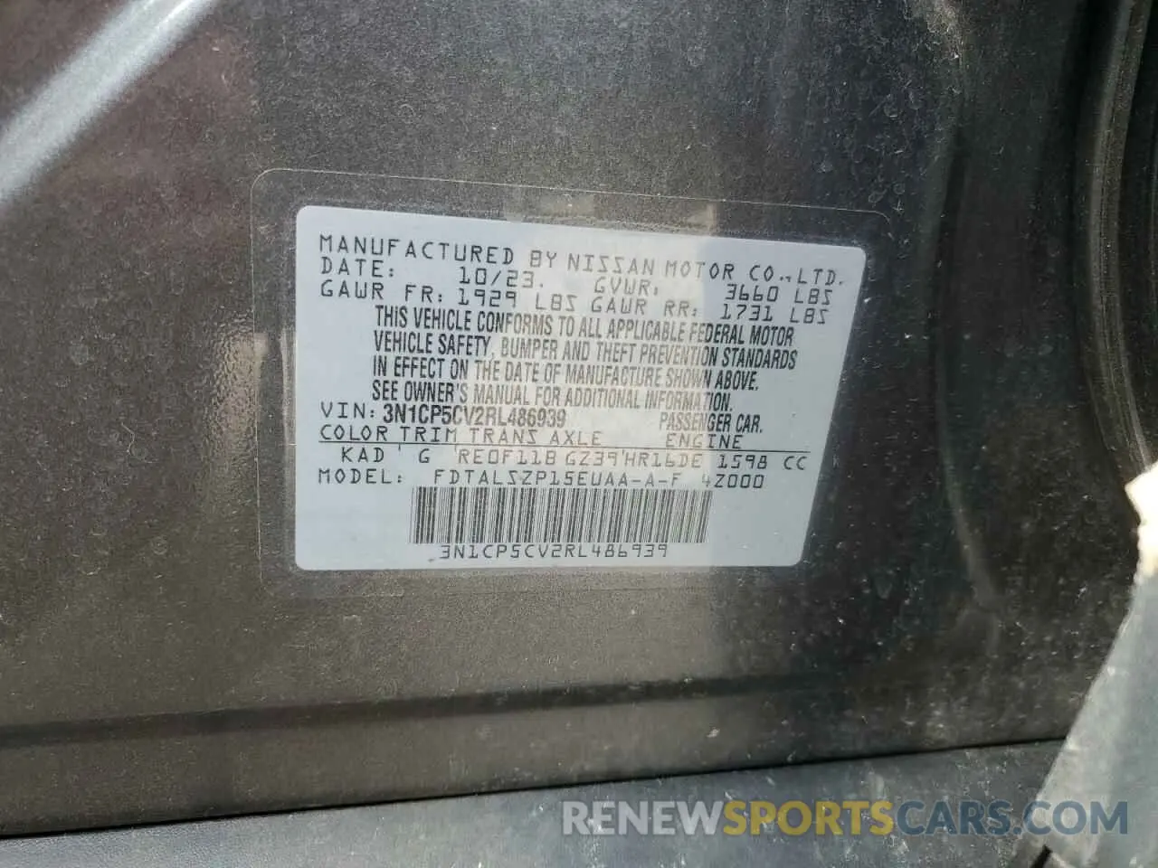 15 fotografías del automóvil dañado 3N1CP5CV2RL486939 NISSAN KICKS 2024