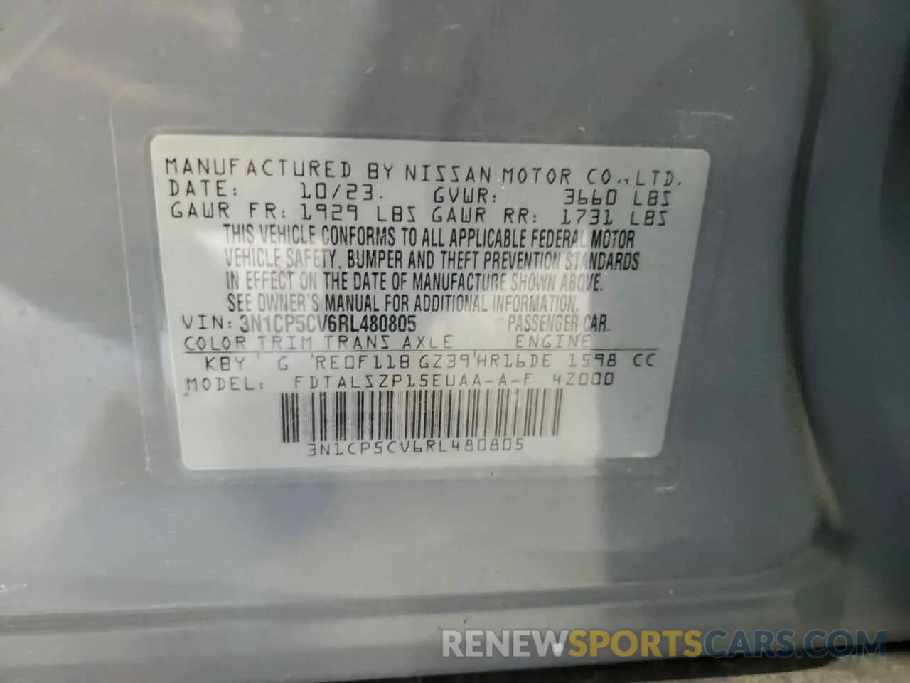 12 fotografías del automóvil dañado 3N1CP5CV6RL480805 NISSAN KICKS 2024