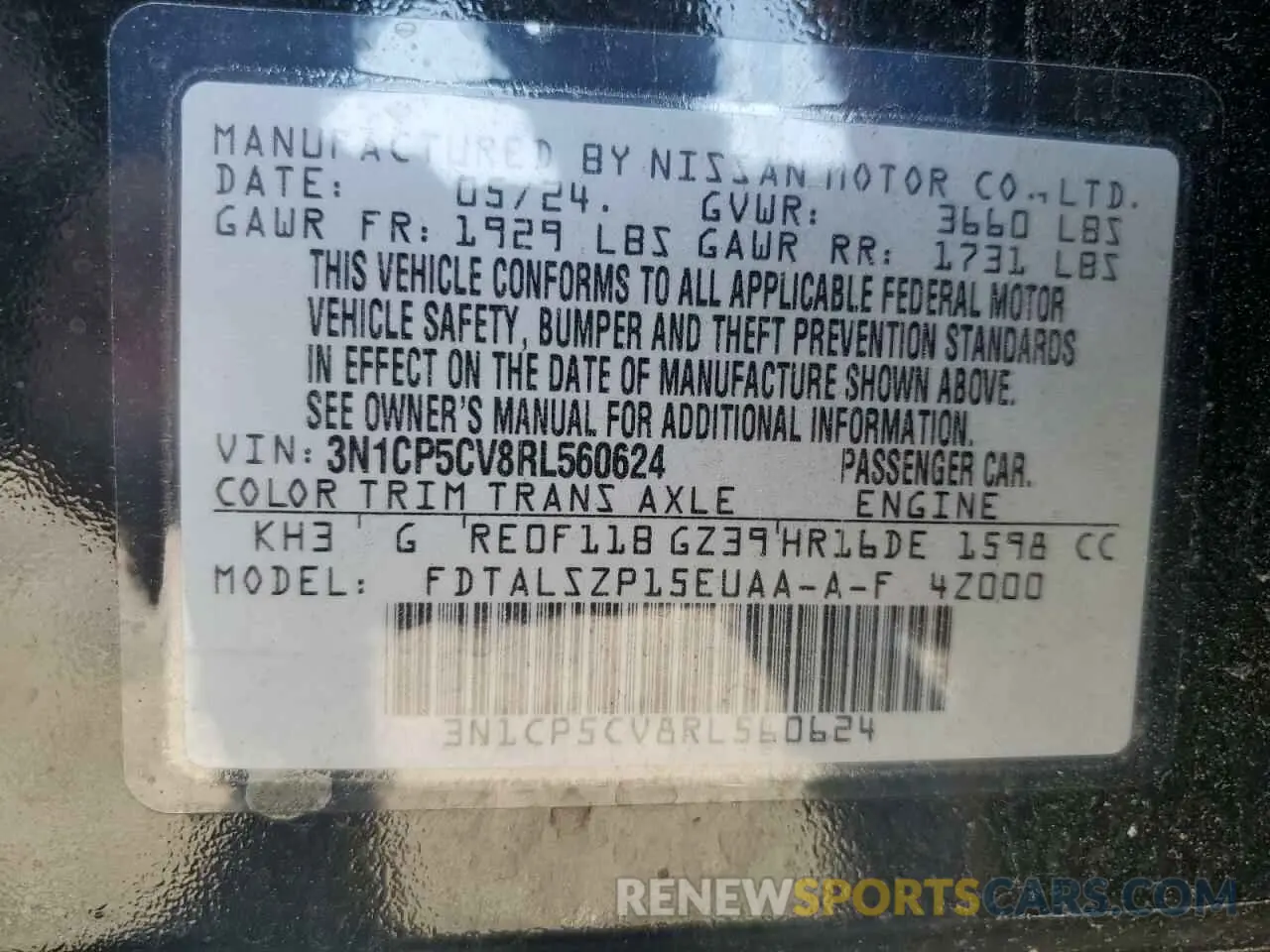 14 fotografías del automóvil dañado 3N1CP5CV8RL560624 NISSAN KICKS 2024