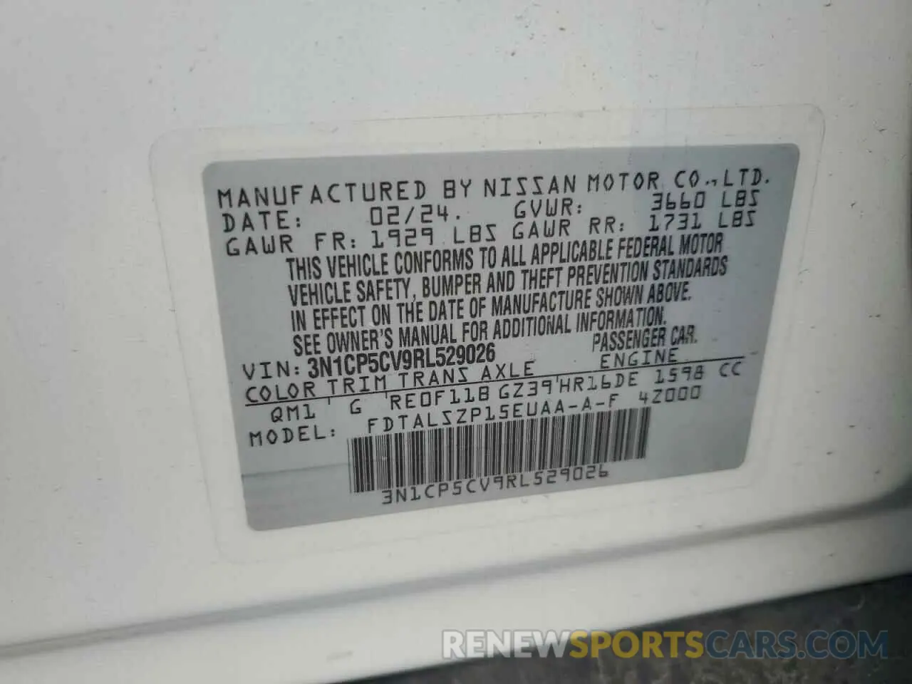 12 fotografías del automóvil dañado 3N1CP5CV9RL529026 NISSAN KICKS 2024