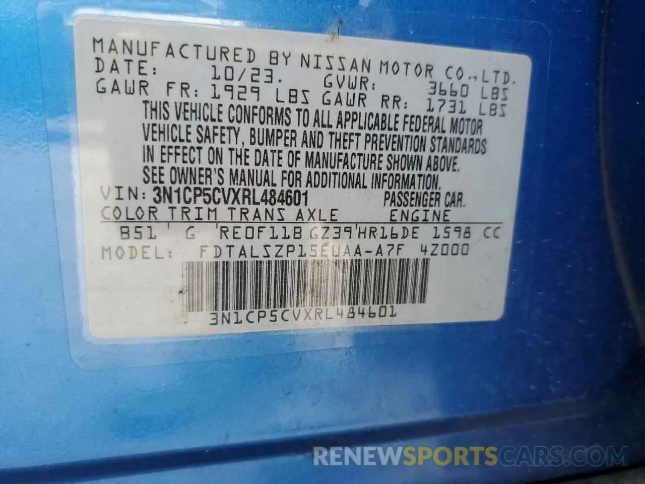 14 fotografías del automóvil dañado 3N1CP5CVXRL484601 NISSAN KICKS 2024