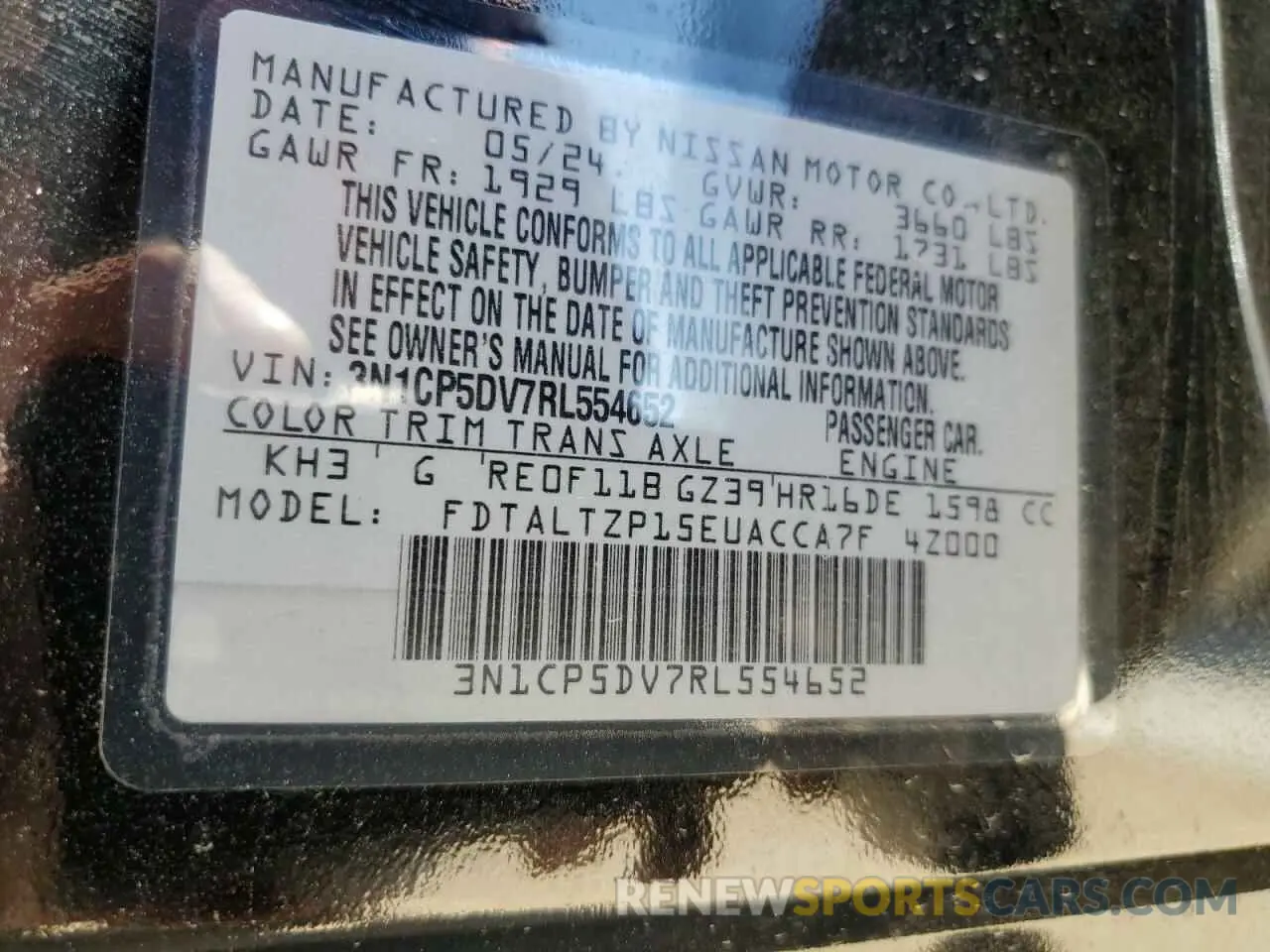 12 fotografías del automóvil dañado 3N1CP5DV7RL554652 NISSAN KICKS 2024