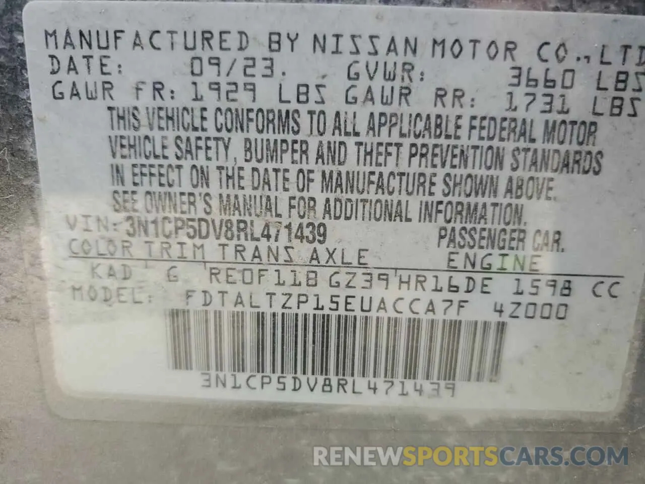 13 fotografías del automóvil dañado 3N1CP5DV8RL471439 NISSAN KICKS 2024