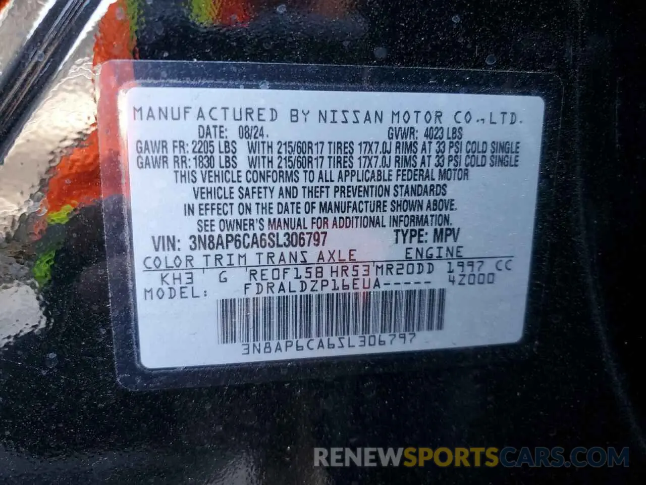 14 fotografías del automóvil dañado 3N8AP6CA6SL306797 NISSAN KICKS 2025