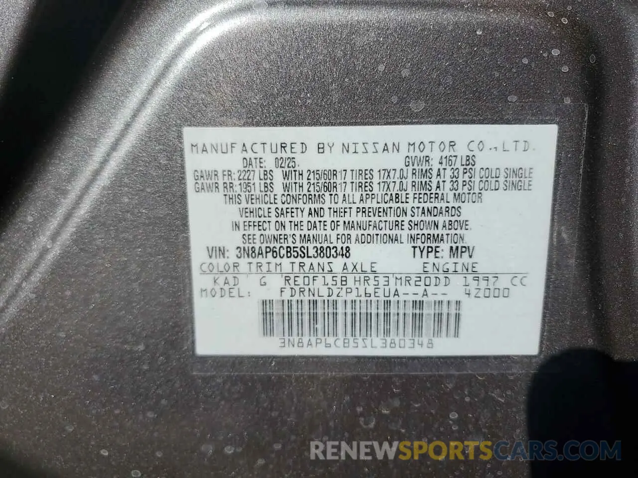 13 fotografías del automóvil dañado 3N8AP6CB5SL380348 NISSAN KICKS 2025