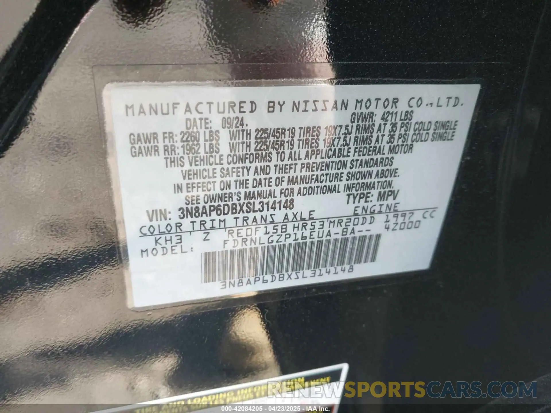 9 fotografías del automóvil dañado 3N8AP6DBXSL314148 NISSAN KICKS 2025