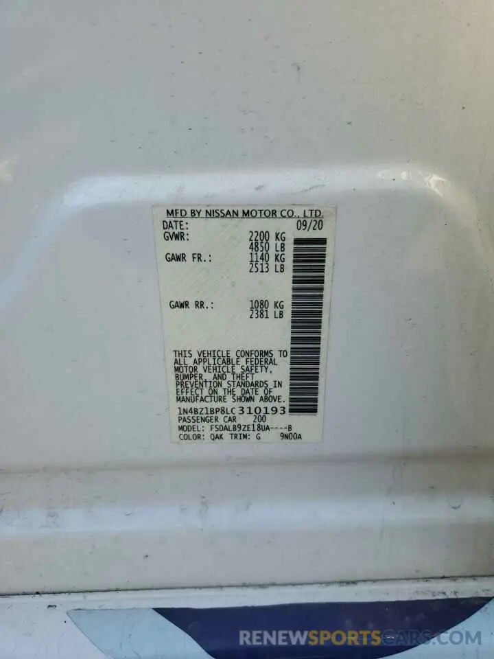 14 fotografías del automóvil dañado 1N4BZ1BP8LC310193 NISSAN LEAF 2020