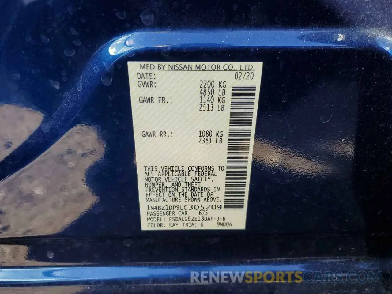 14 fotografías del automóvil dañado 1N4BZ1DP9LC305209 NISSAN LEAF 2020