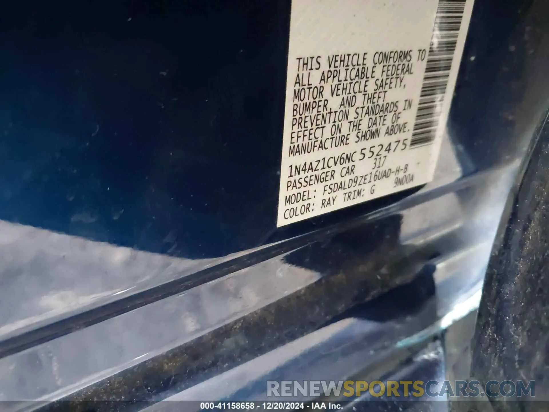 9 fotografías del automóvil dañado 1N4AZ1CV6NC552475 NISSAN LEAF 2022