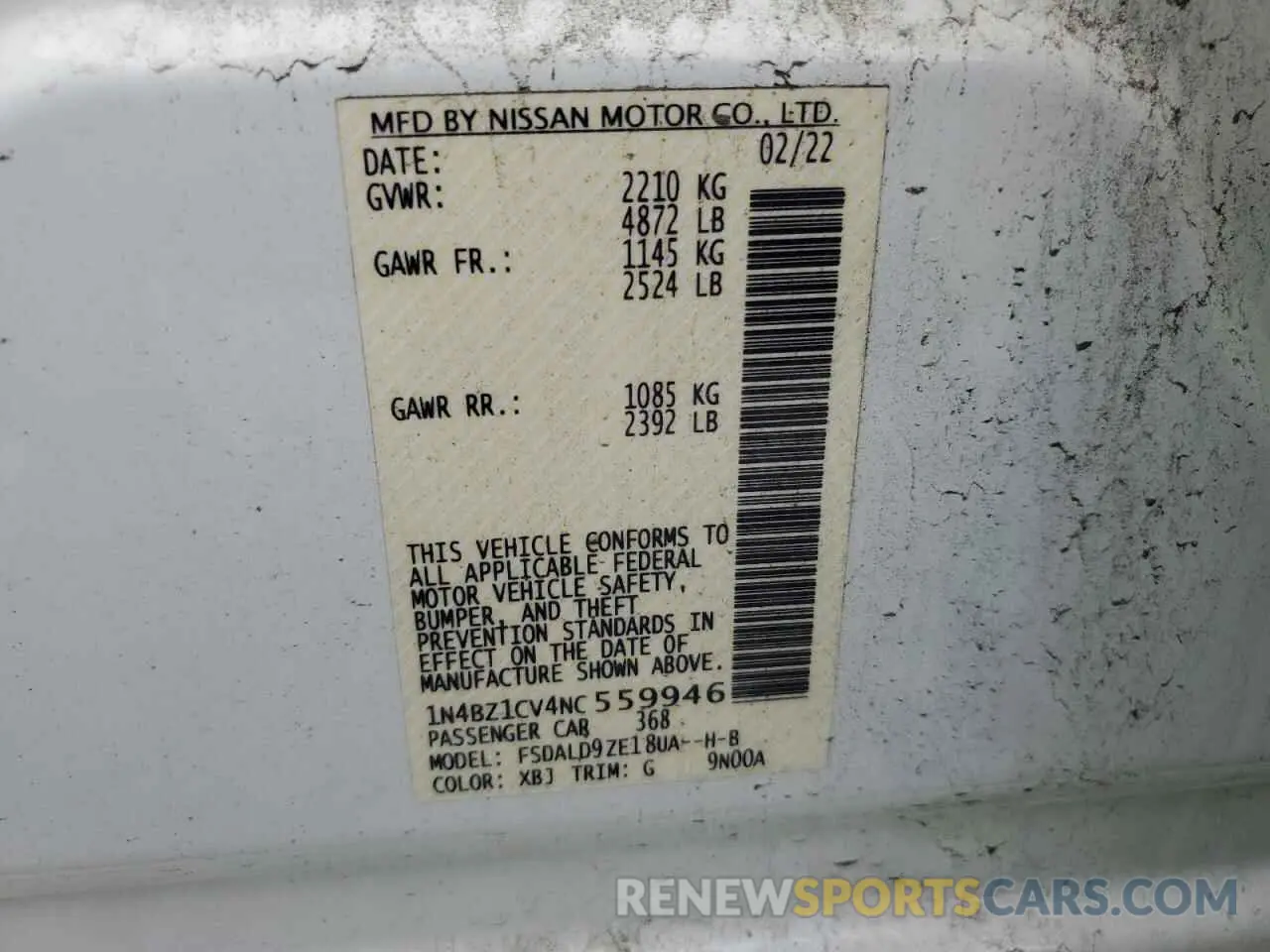 15 fotografías del automóvil dañado 1N4BZ1CV4NC559946 NISSAN LEAF 2022
