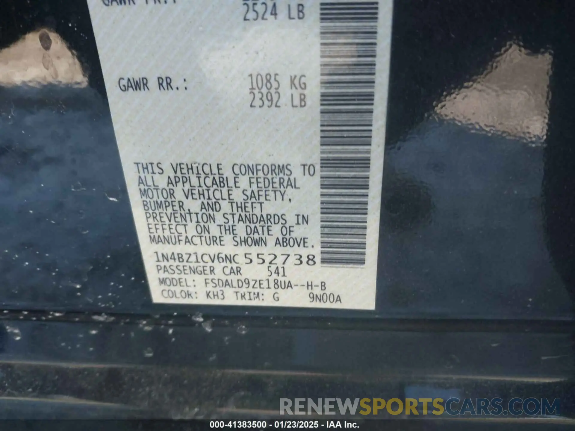 9 fotografías del automóvil dañado 1N4BZ1CV6NC552738 NISSAN LEAF 2022