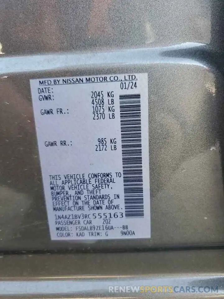 13 fotografías del automóvil dañado 1N4AZ1BV3RC555163 NISSAN LEAF 2024