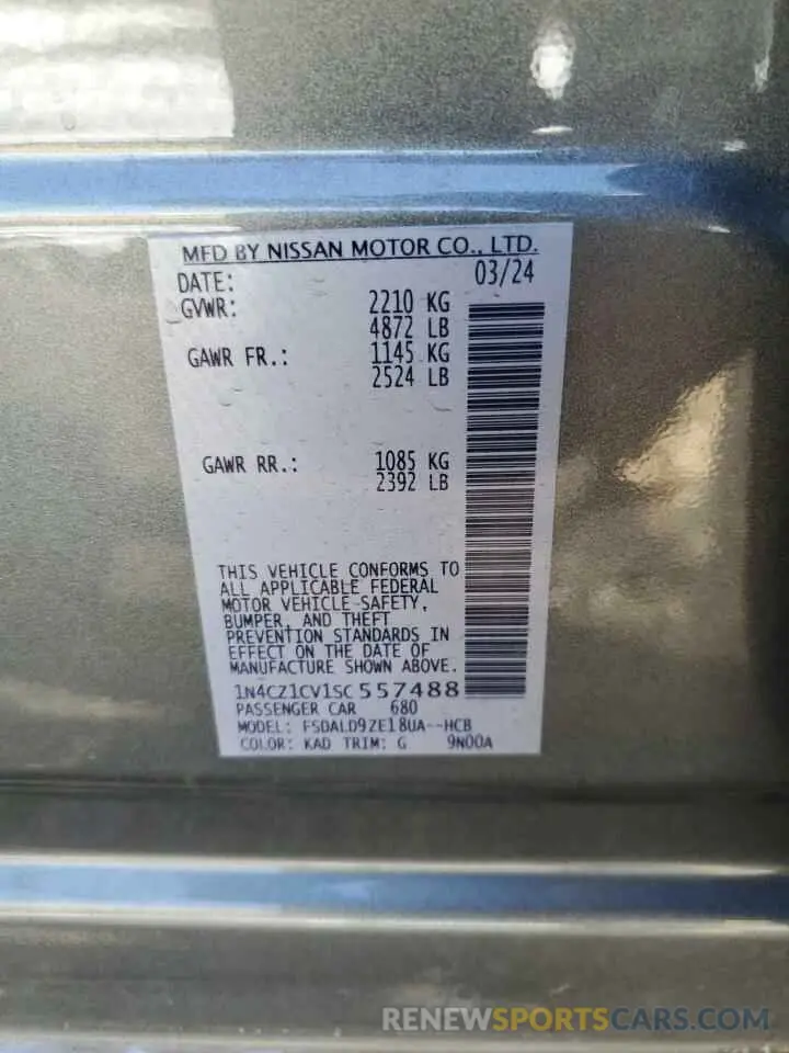 13 fotografías del automóvil dañado 1N4CZ1CV1SC557488 NISSAN LEAF 2025