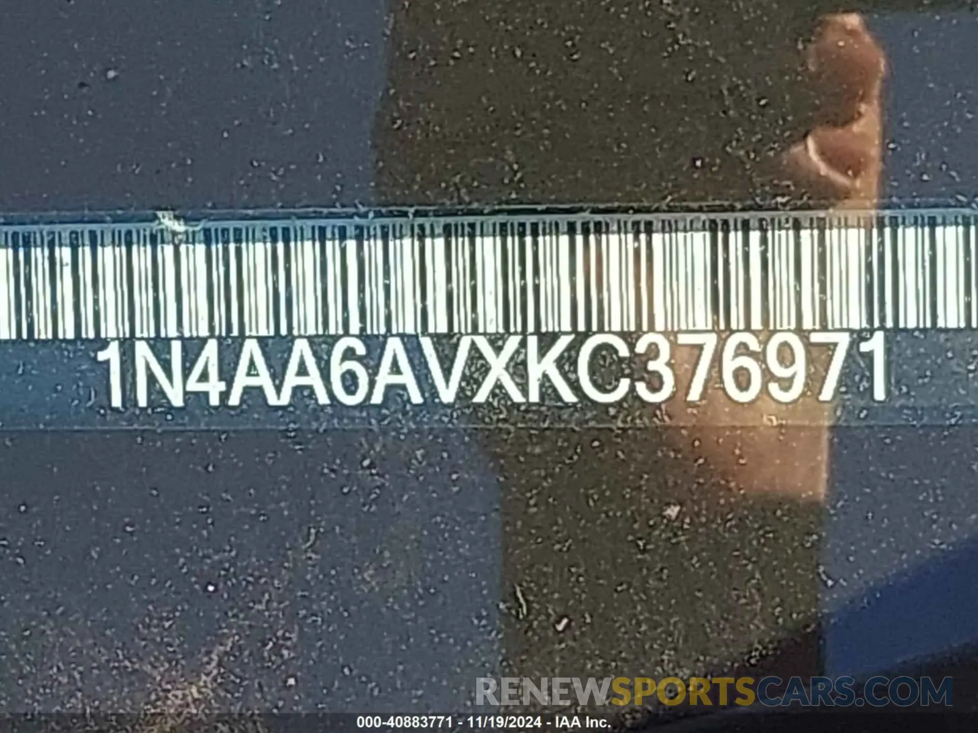 9 fotografías del automóvil dañado 1N4AA6AVXKC376971 NISSAN MAXIMA 2019