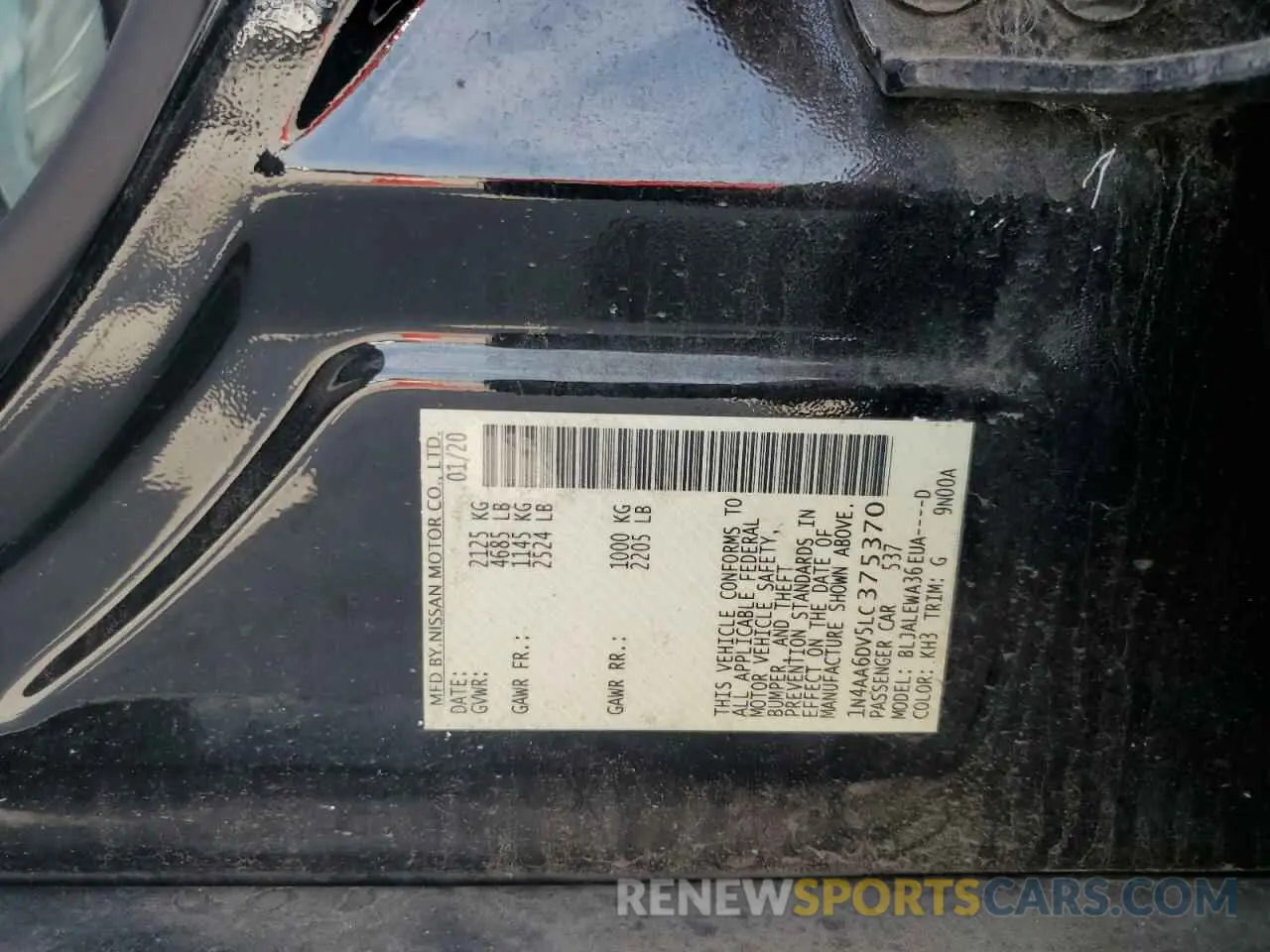13 fotografías del automóvil dañado 1N4AA6DV5LC375370 NISSAN MAXIMA 2020
