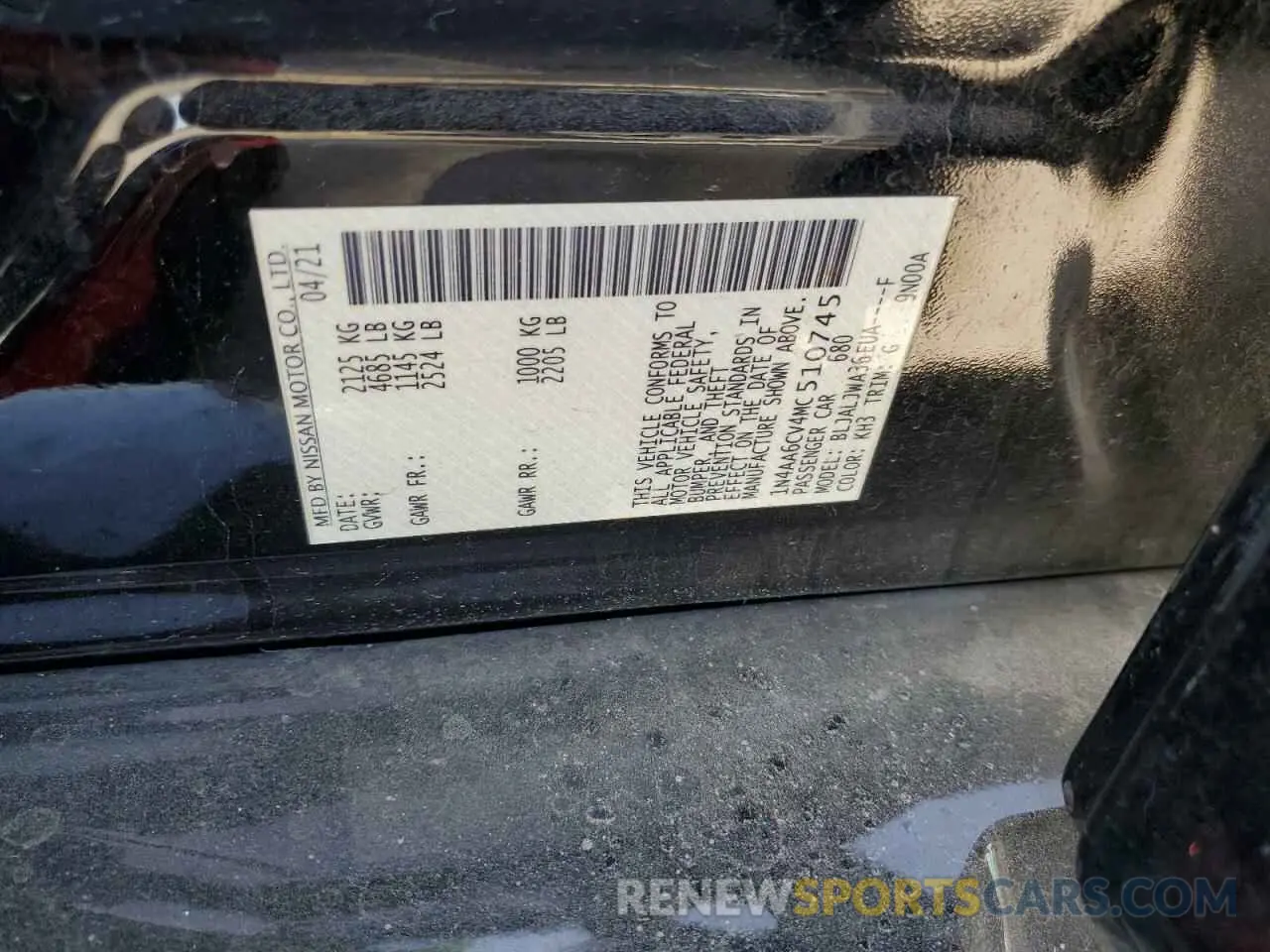 12 fotografías del automóvil dañado 1N4AA6CV4MC510745 NISSAN MAXIMA 2021