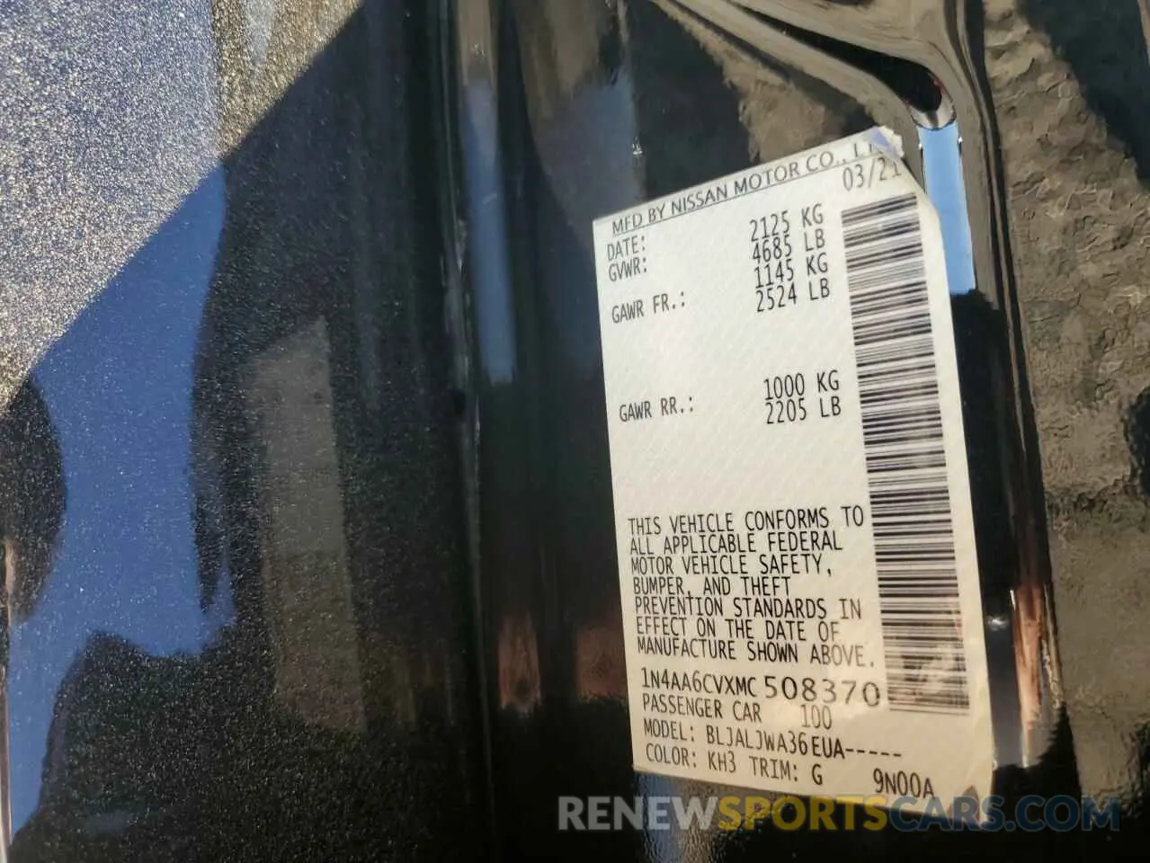 14 fotografías del automóvil dañado 1N4AA6CVXMC508370 NISSAN MAXIMA 2021