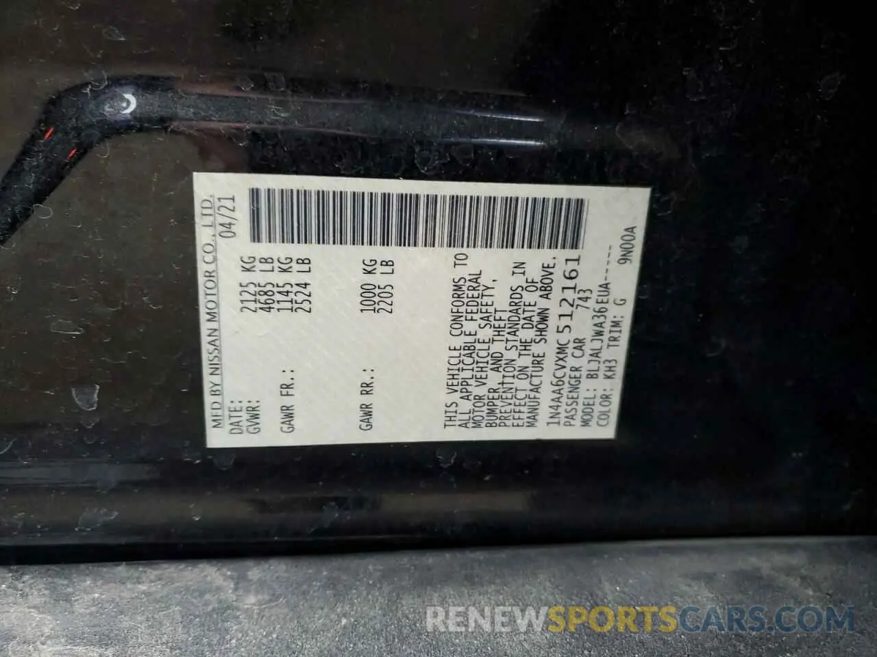 12 fotografías del automóvil dañado 1N4AA6CVXMC512161 NISSAN MAXIMA 2021