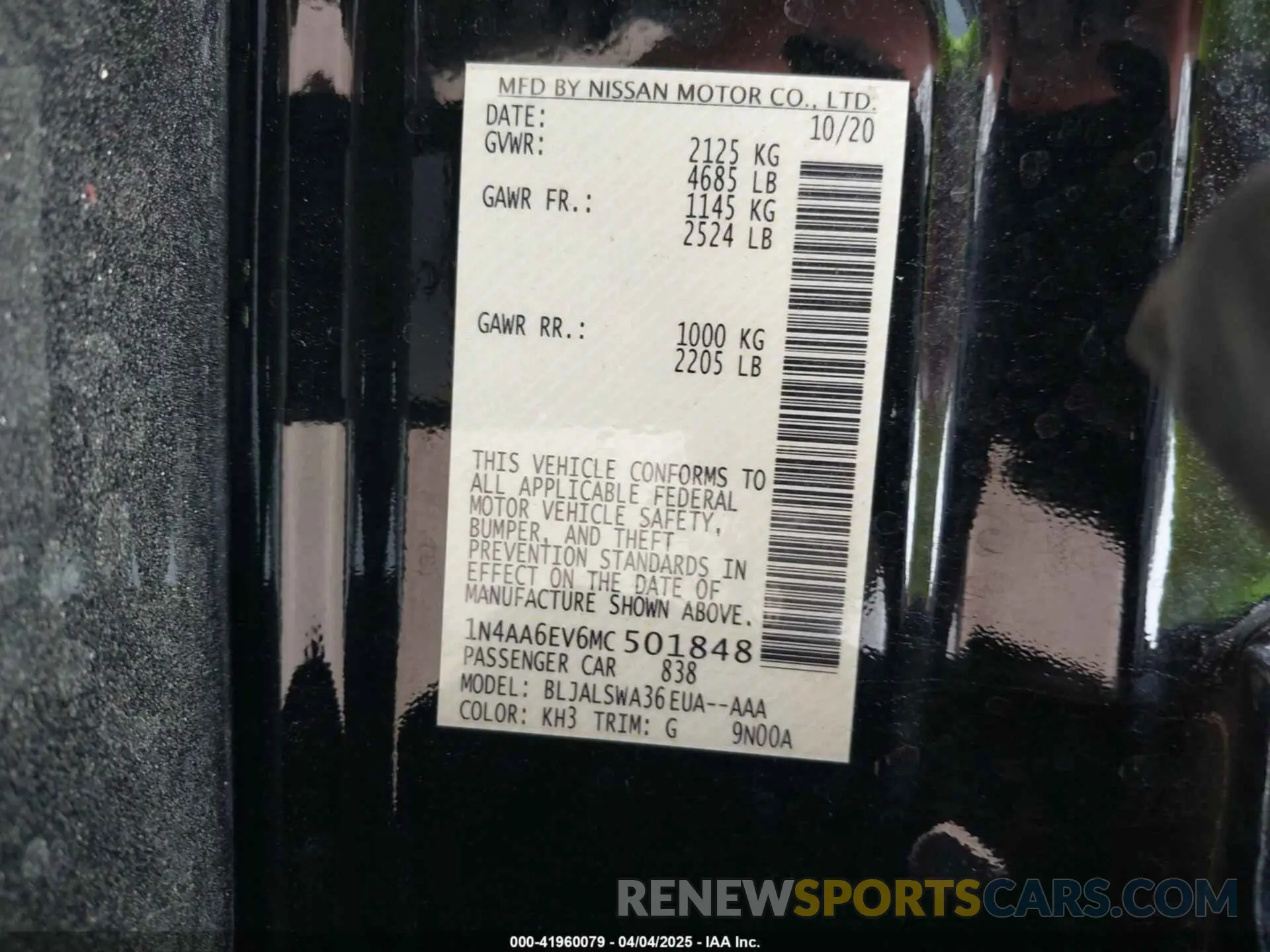 9 fotografías del automóvil dañado 1N4AA6EV6MC501848 NISSAN MAXIMA 2021
