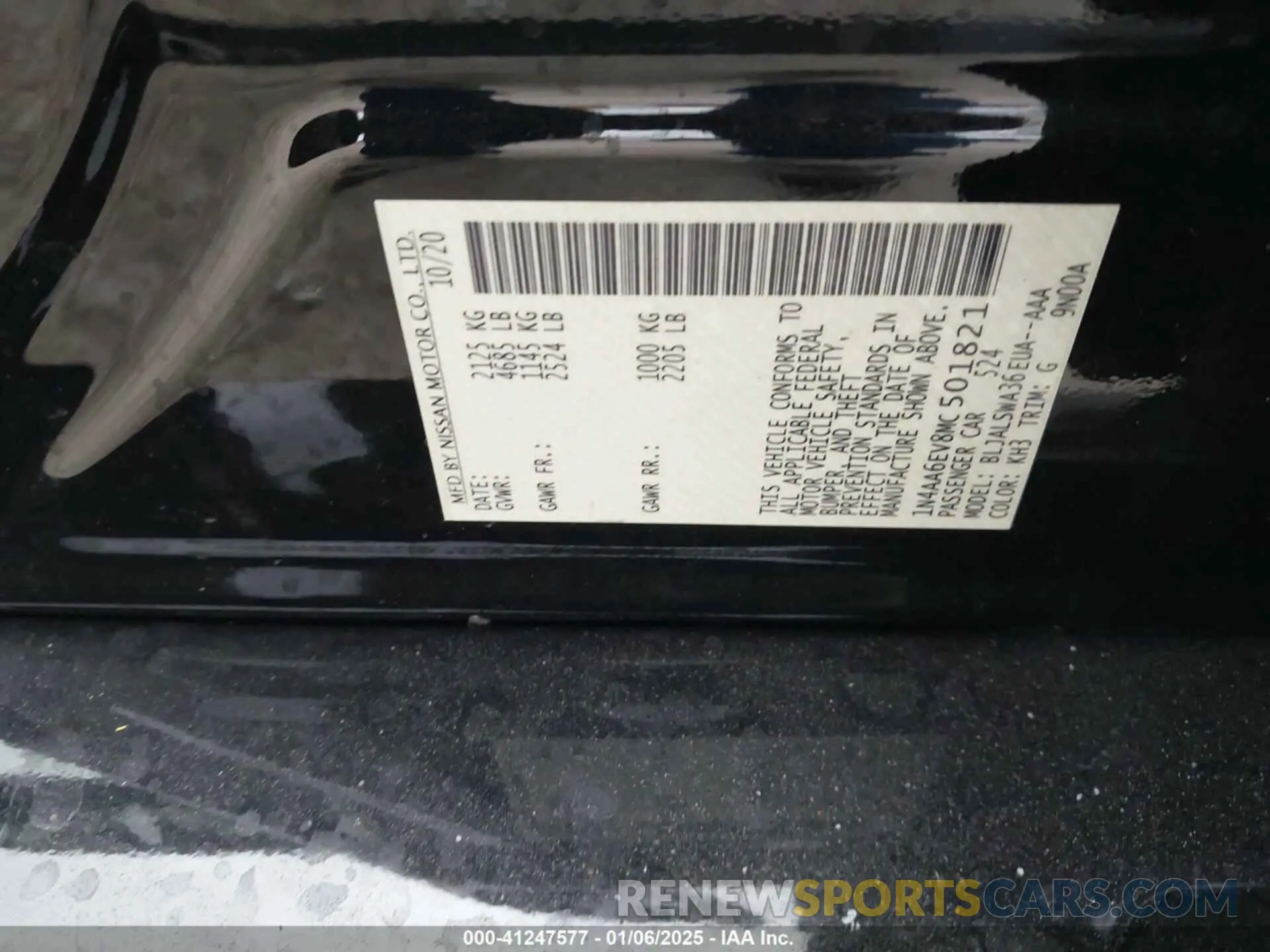 9 fotografías del automóvil dañado 1N4AA6EV8MC501821 NISSAN MAXIMA 2021