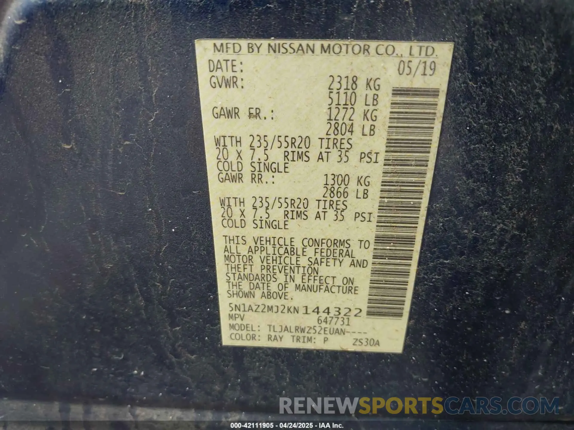 9 fotografías del automóvil dañado 5N1AZ2MJ2KN144322 NISSAN MURANO 2019